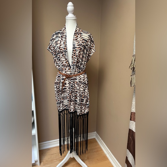 Mustard Seed colour-block Fringe Cover-up - Picture 2 of 6